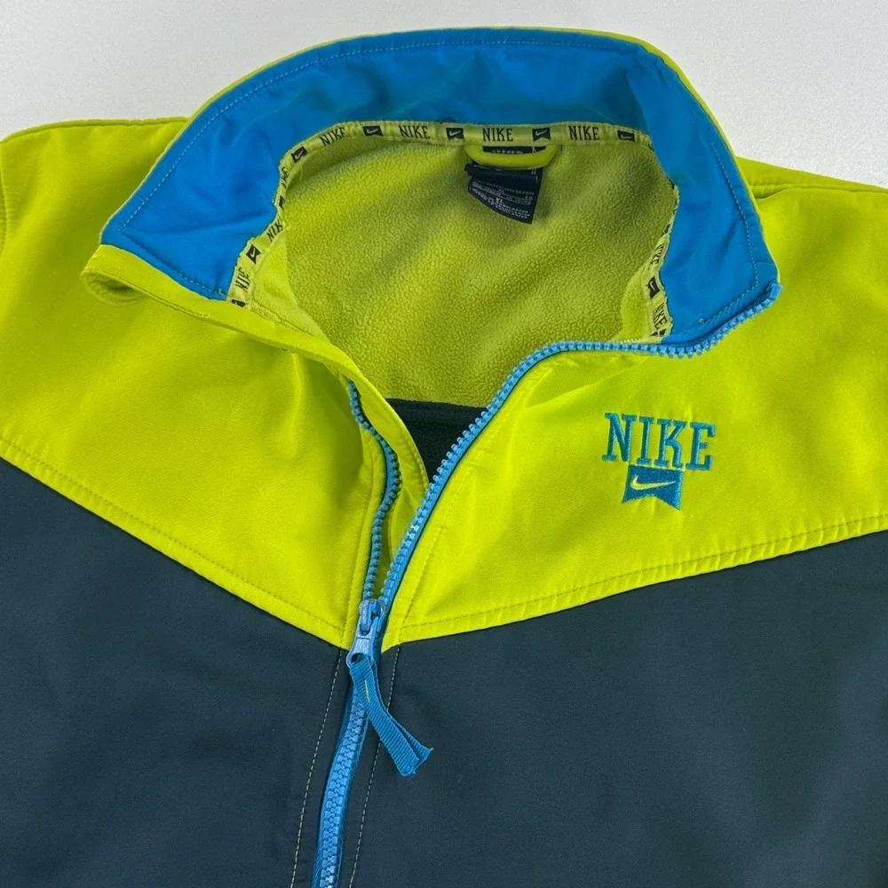 Nike Soft Shell Coat Jacket YOUTH Navy Blue Green Full Zip Lined SIZE XL